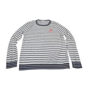 J.Crew Teddie Nautical Striped Long Sleeve Tee  Lobster Womens L Blue White